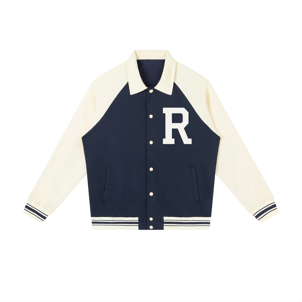 Rowing Contrast Raglan Sleeve Baseball Jacket