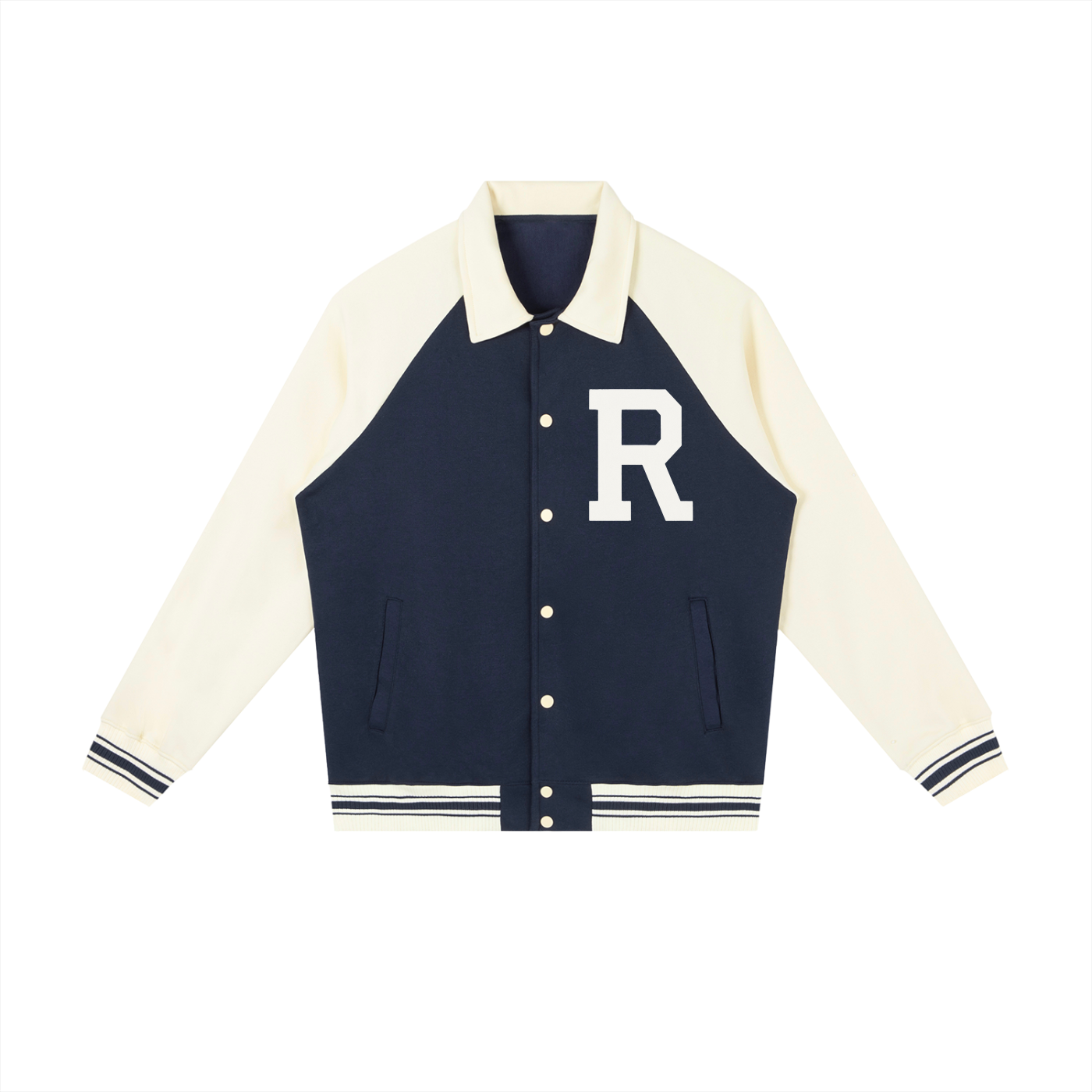 Rowing Contrast Raglan Sleeve Baseball Jacket