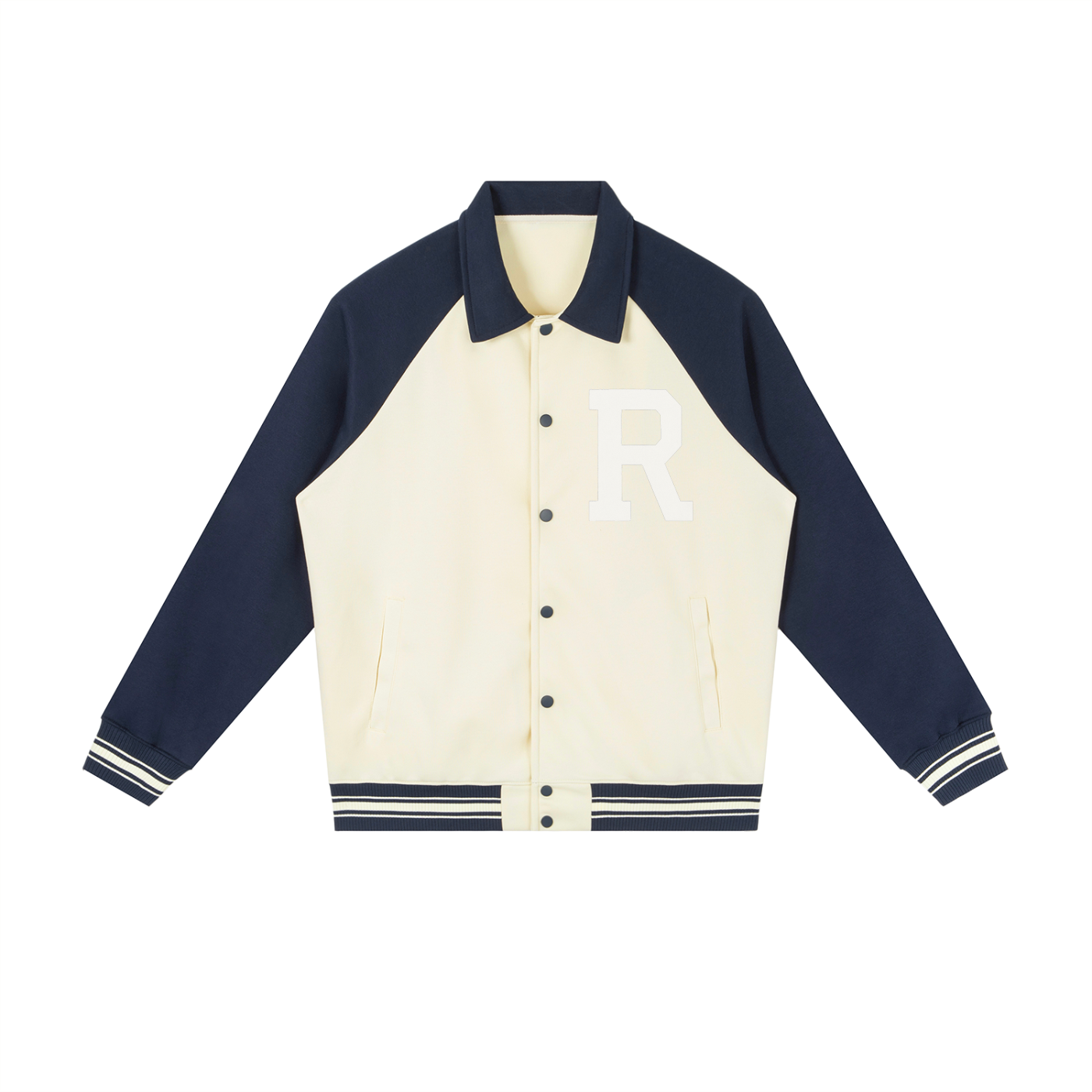 Rowing Contrast Raglan Sleeve Baseball Jacket