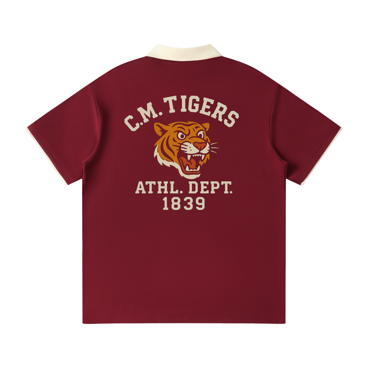 Rowing C.M. Tigers Contrast Collar Raglan Polo Shirt