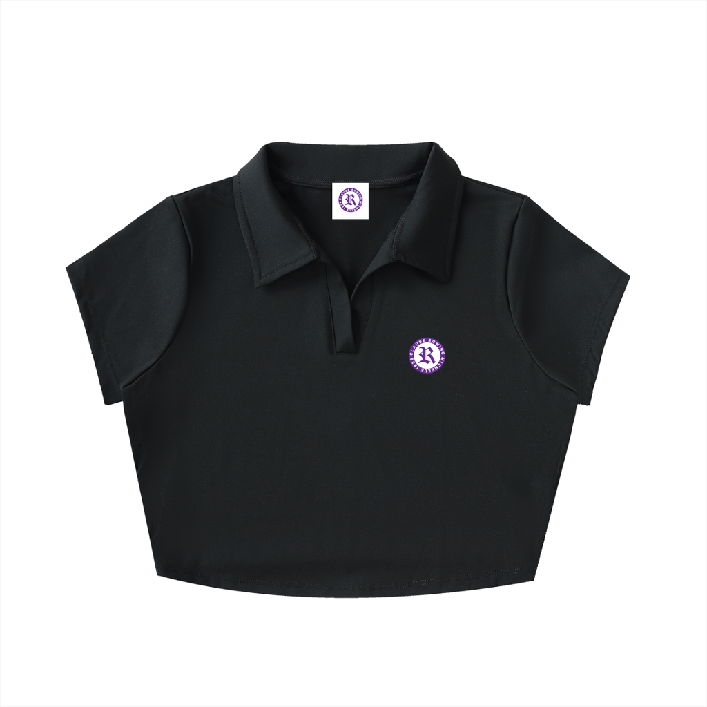 Rowing Logo V-Neck Lapel Crop Top