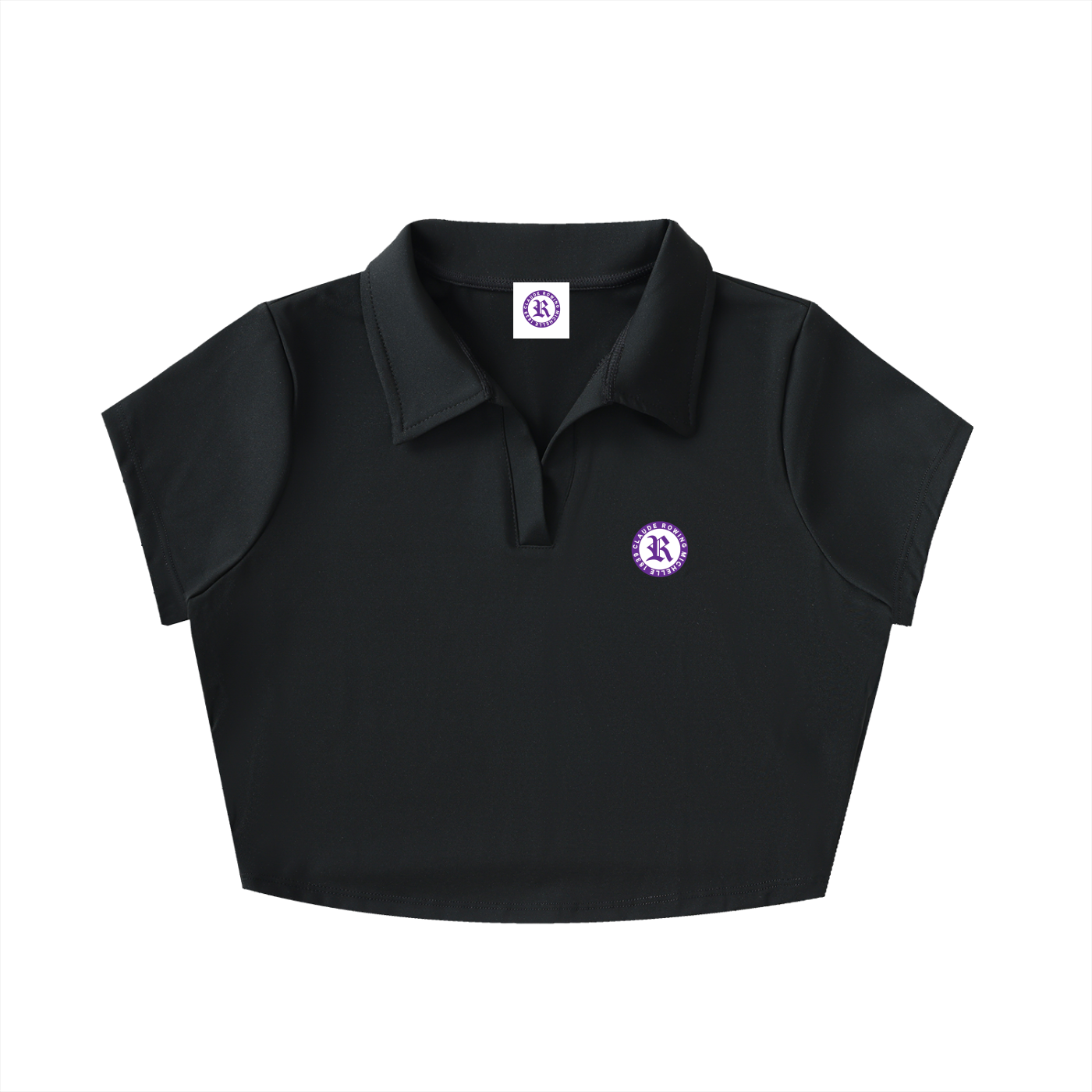 Rowing Logo V-Neck Lapel Crop Top