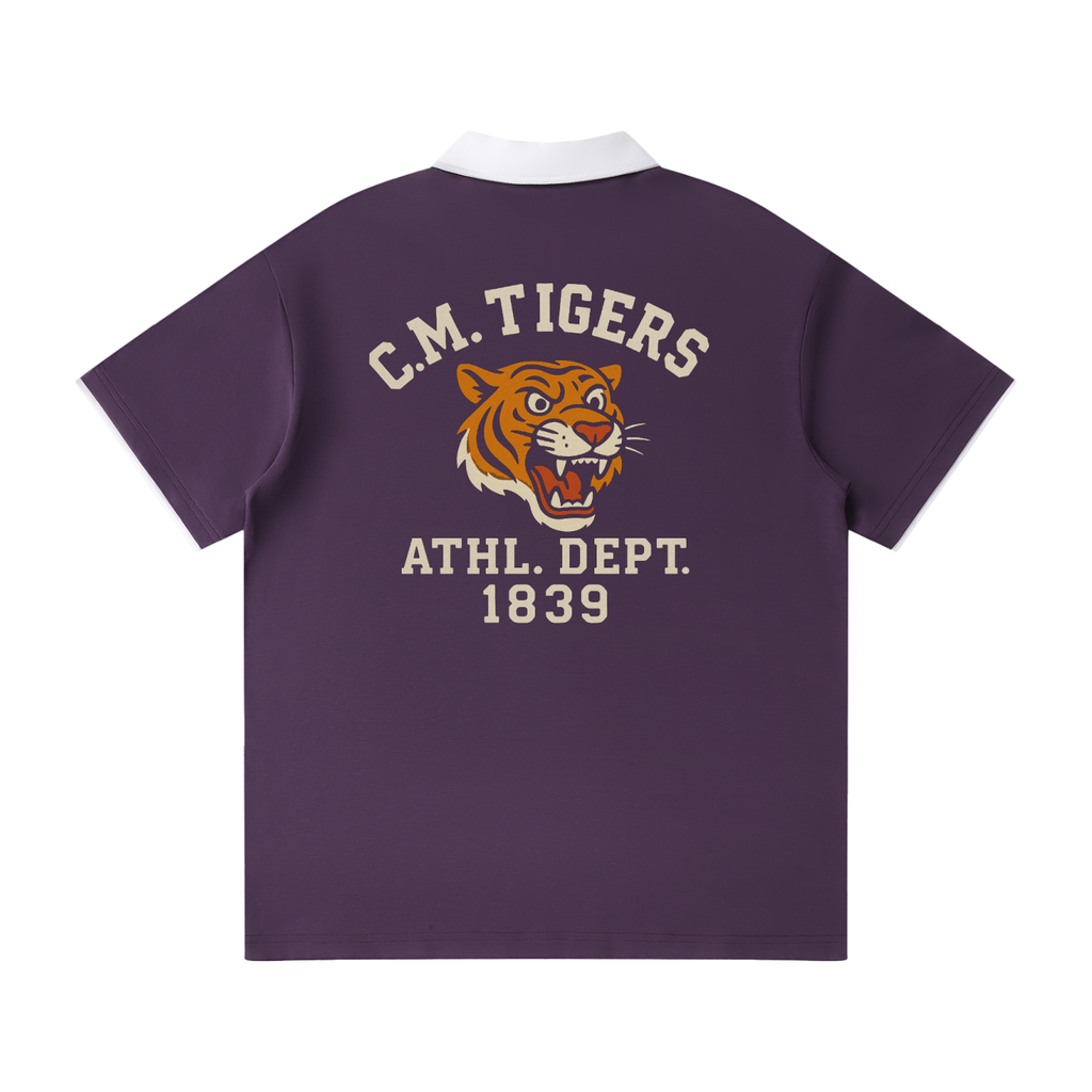Rowing C.M. Tigers Contrast Collar Raglan Polo Shirt