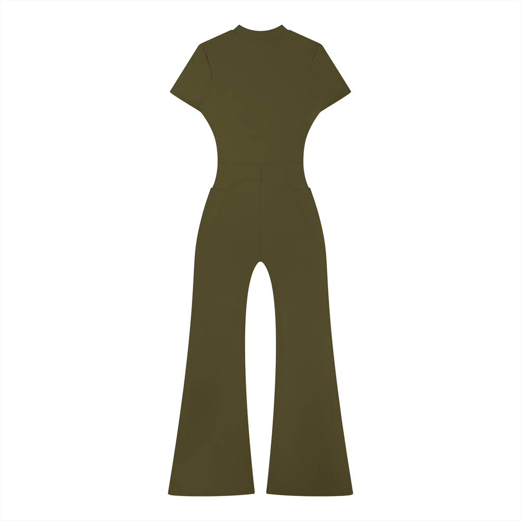 Oak Bluffs Women’s Tight Flared Leg Quarter-Zip Jumpsuit
