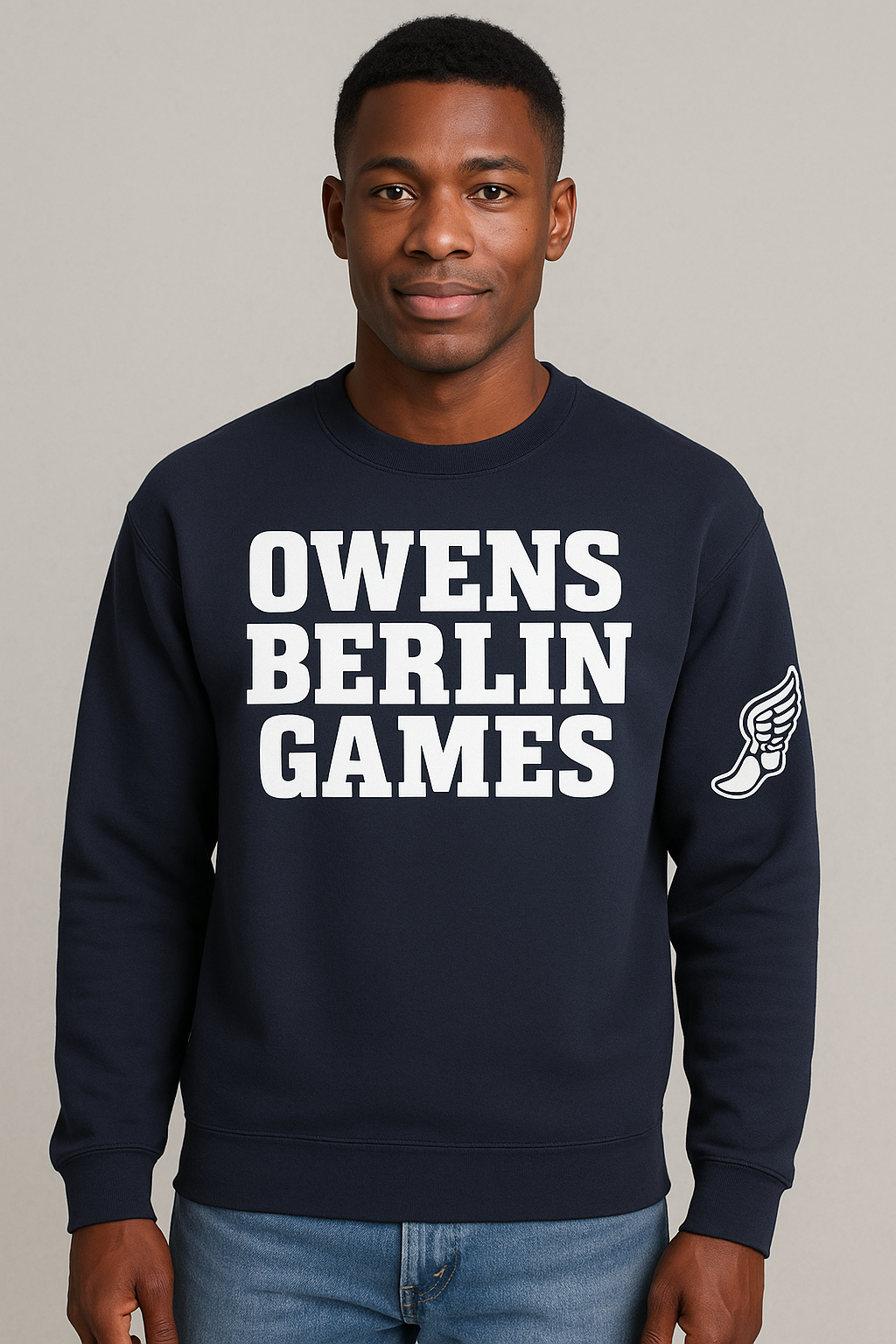 Owens Berlin Games Tribute Crewneck - Rowing by Claude Michelle 
