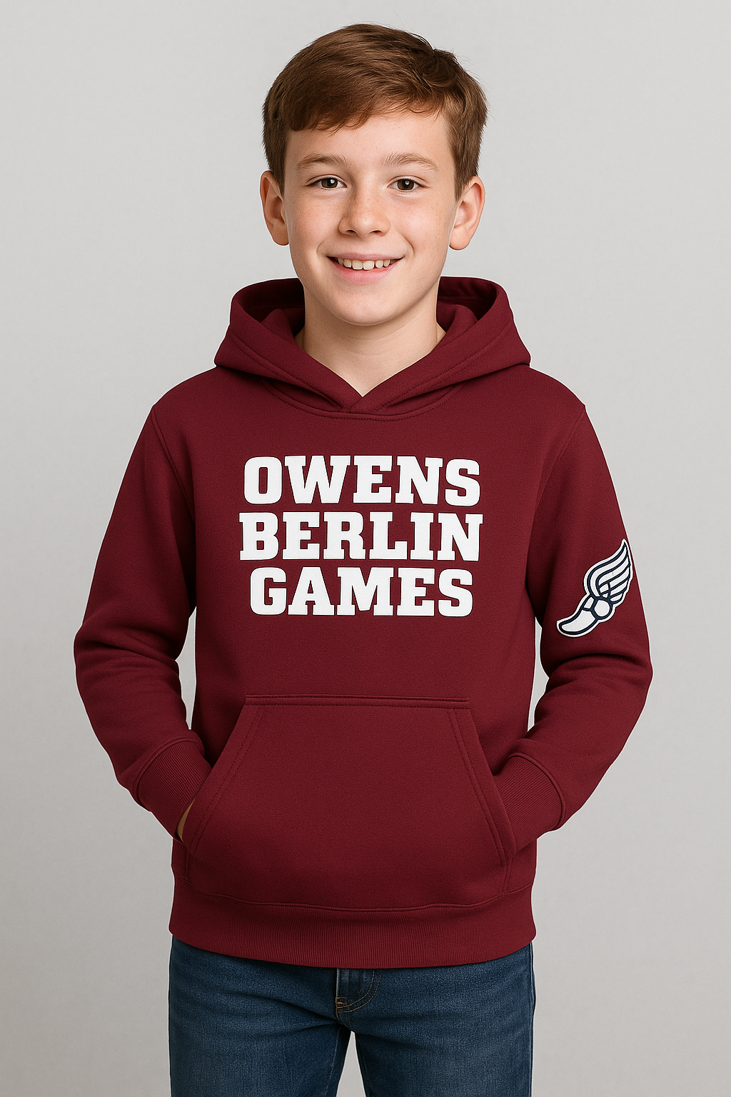 Owens Berlin Games Kids Hoodie - Rowing by Claude Michelle 