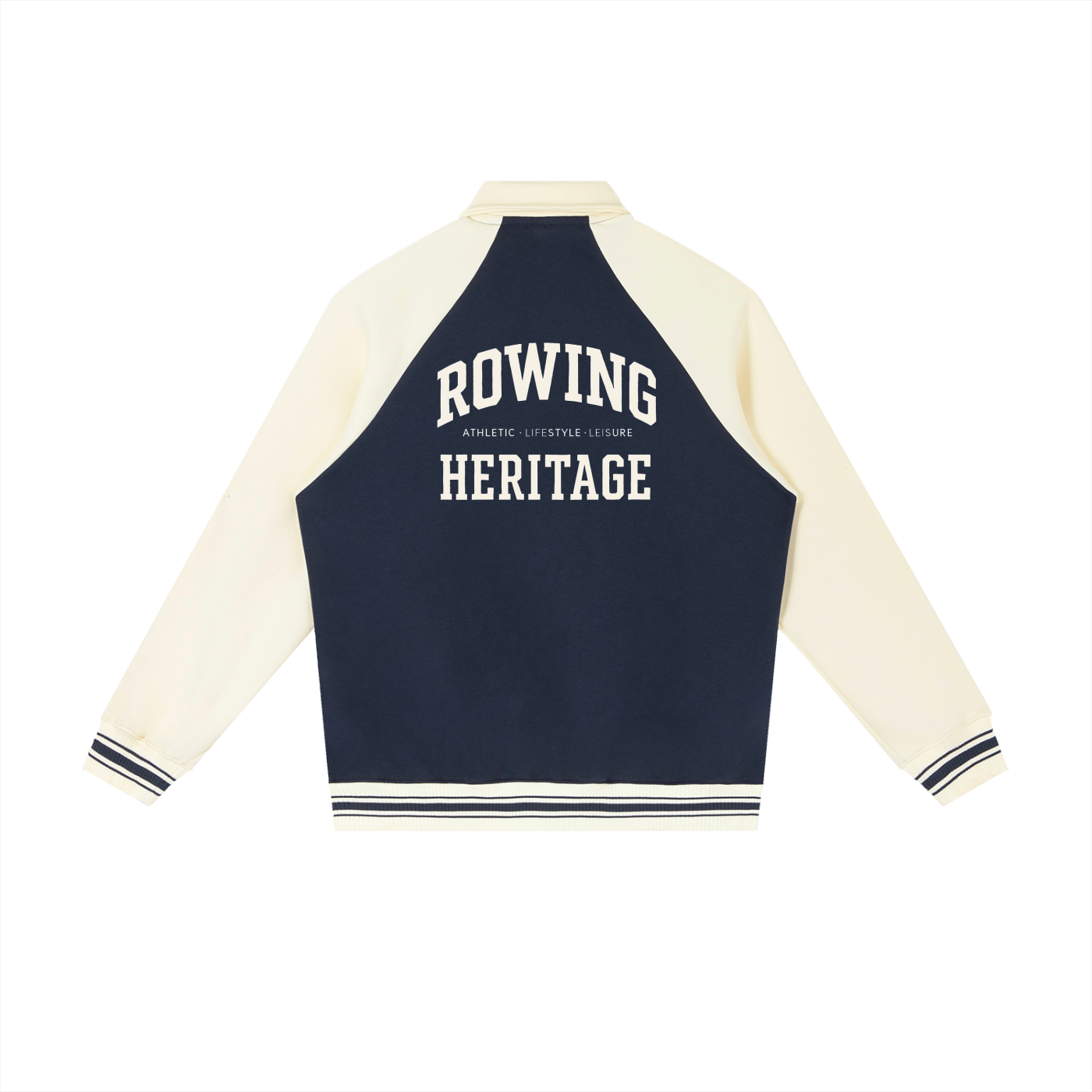 Rowing Contrast Raglan Sleeve Baseball Jacket