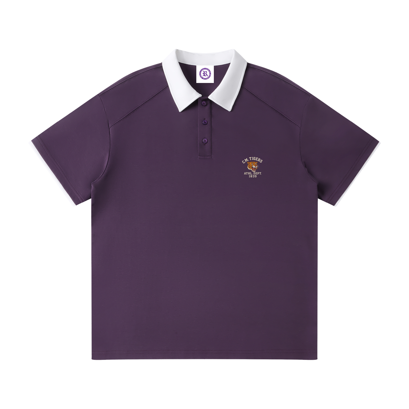 Rowing C.M. Tigers Contrast Collar Raglan Polo Shirt