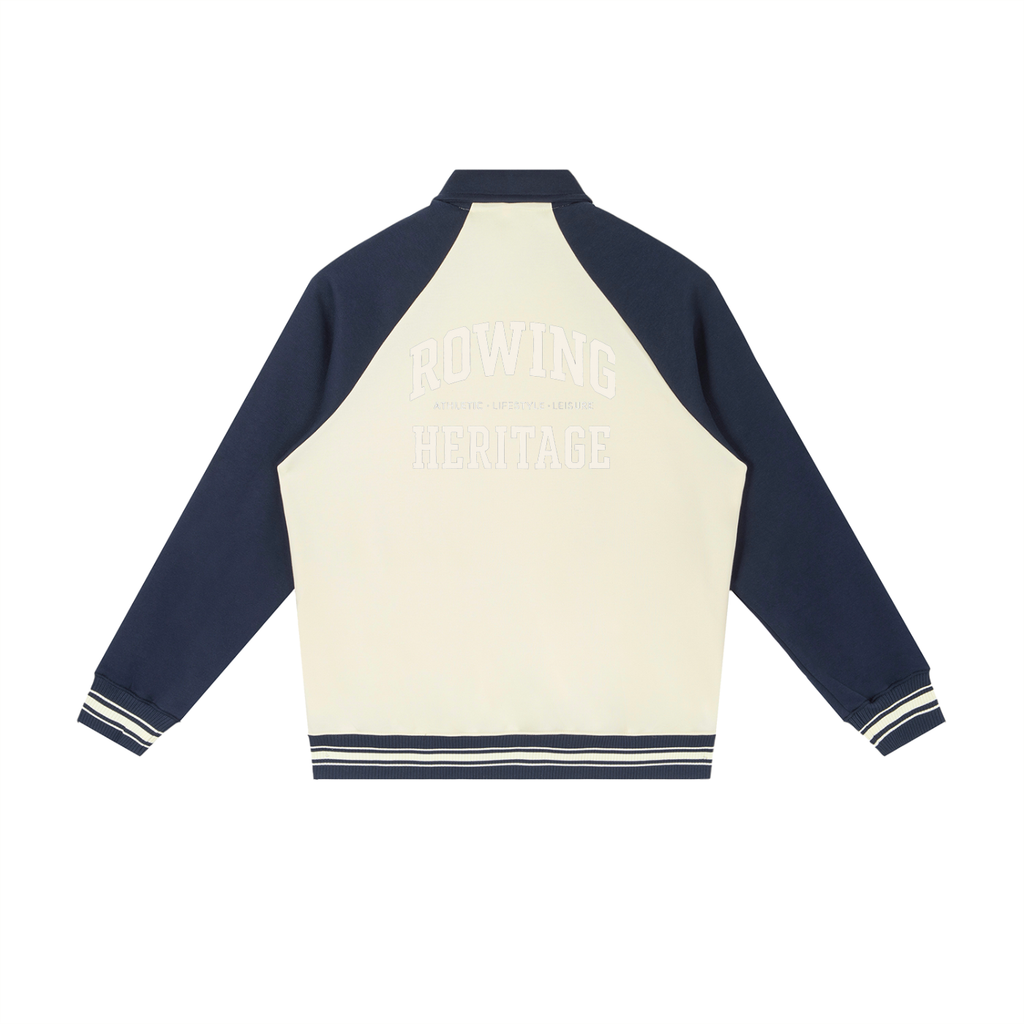 Rowing Contrast Raglan Sleeve Baseball Jacket