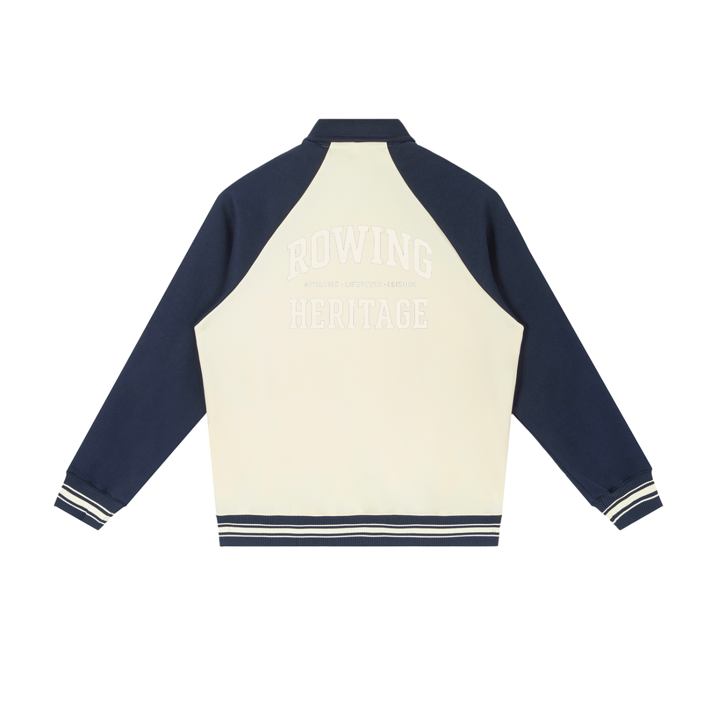Rowing Contrast Raglan Sleeve Baseball Jacket