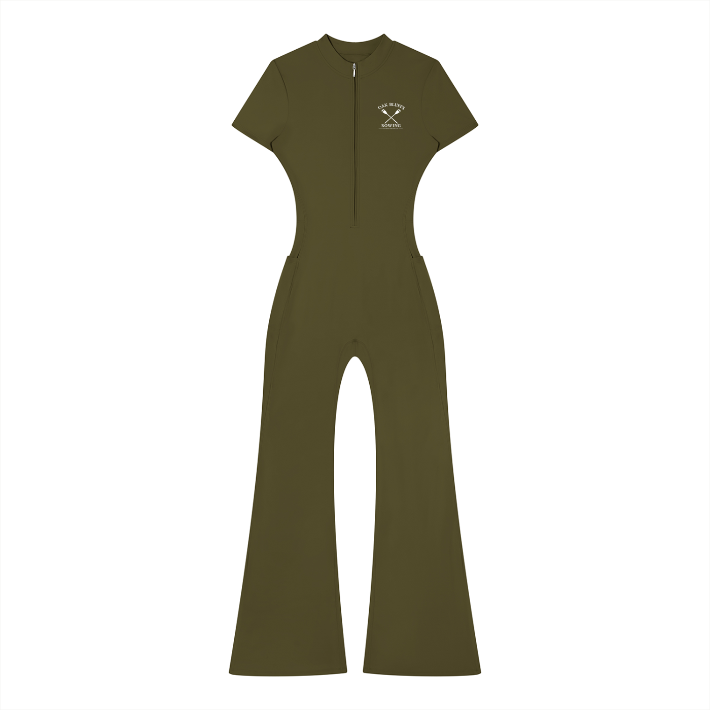 Oak Bluffs Women’s Tight Flared Leg Quarter-Zip Jumpsuit