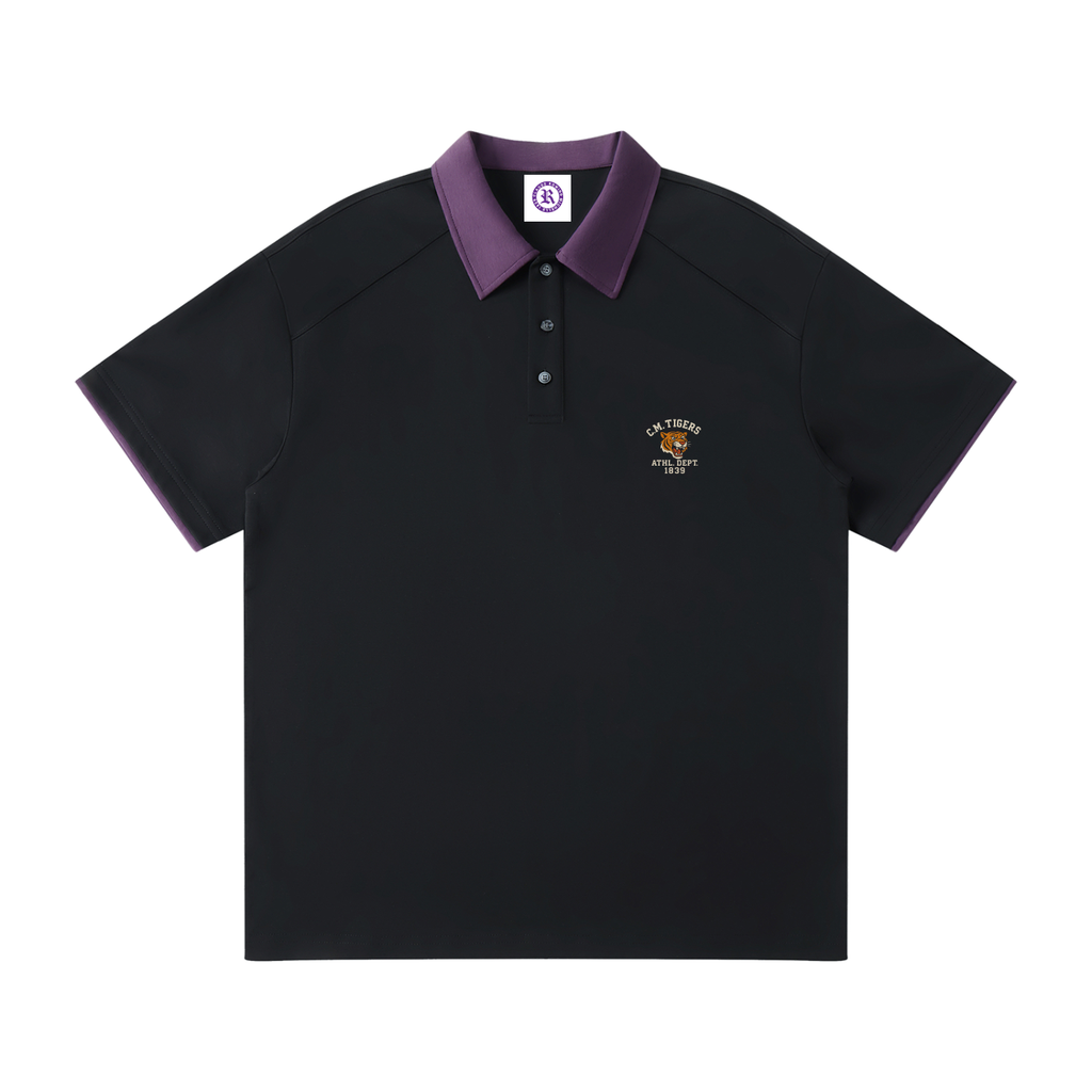 Rowing C.M. Tigers Contrast Collar Raglan Polo Shirt