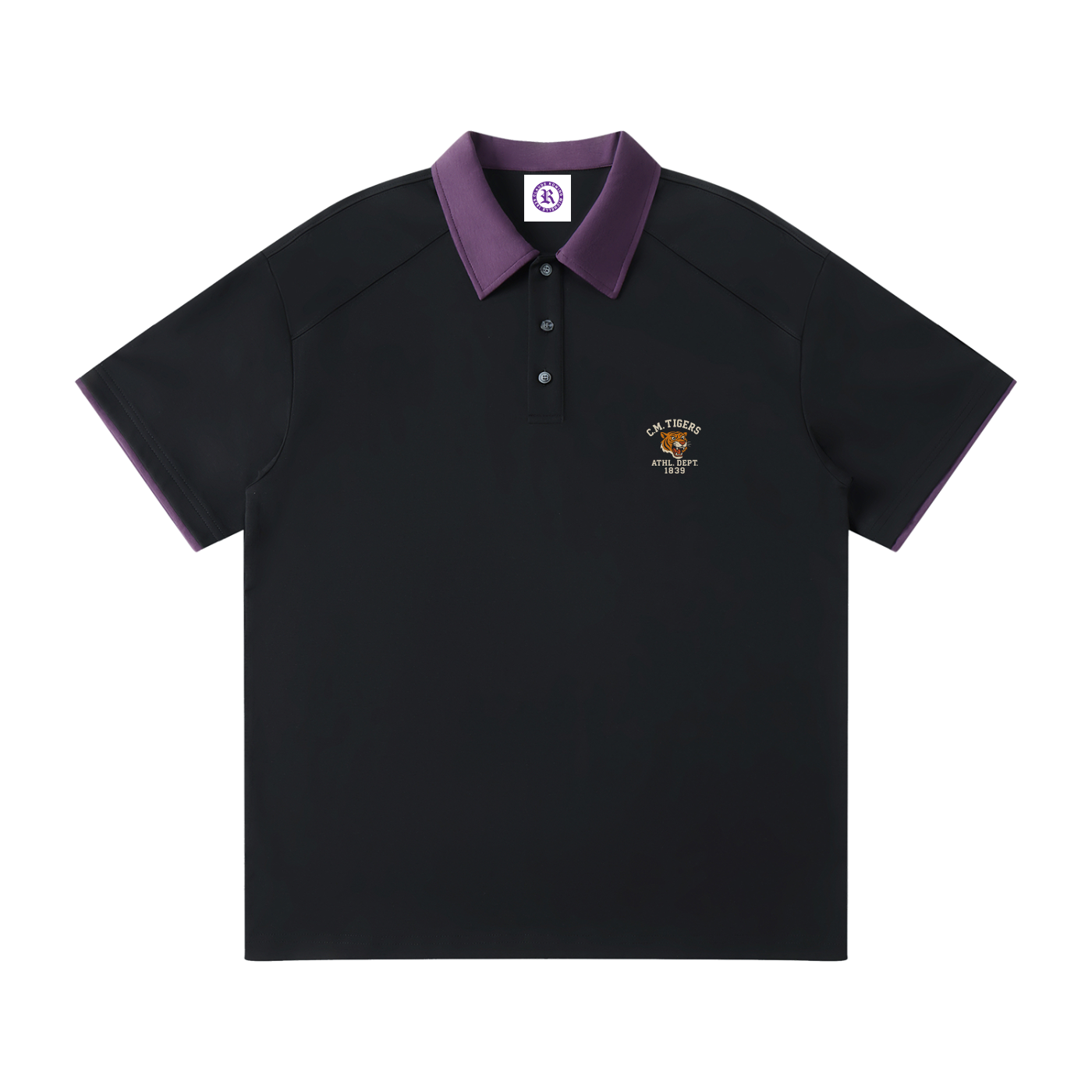 Rowing C.M. Tigers Contrast Collar Raglan Polo Shirt