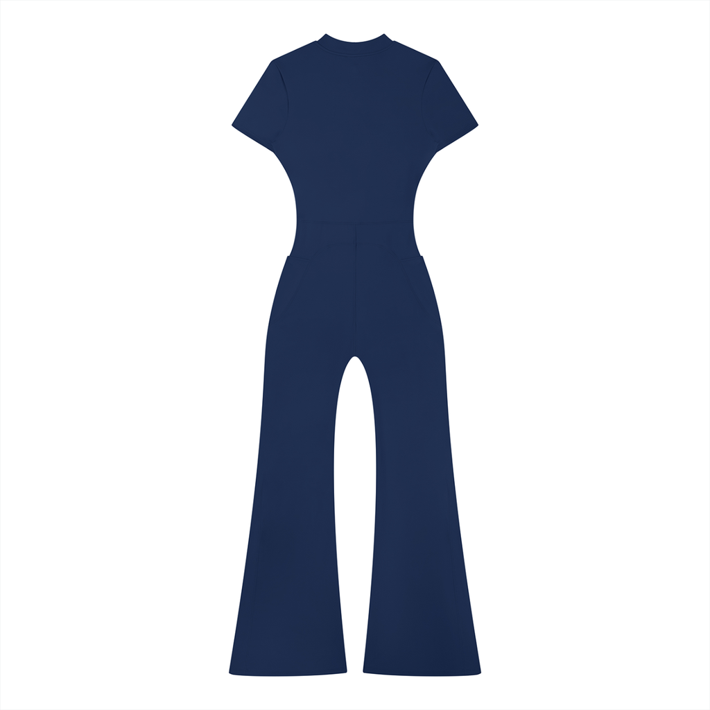 Oak Bluffs Women’s Tight Flared Leg Quarter-Zip Jumpsuit