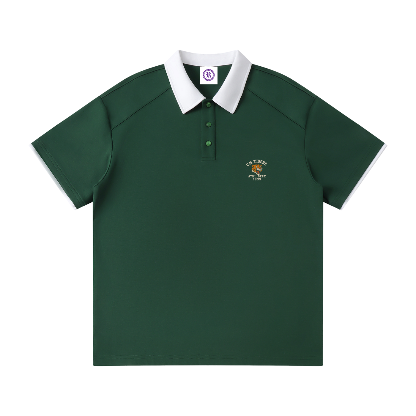 Rowing C.M. Tigers Contrast Collar Raglan Polo Shirt