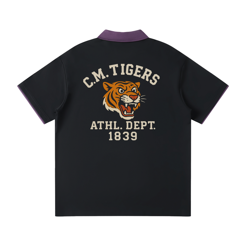 Rowing C.M. Tigers Contrast Collar Raglan Polo Shirt