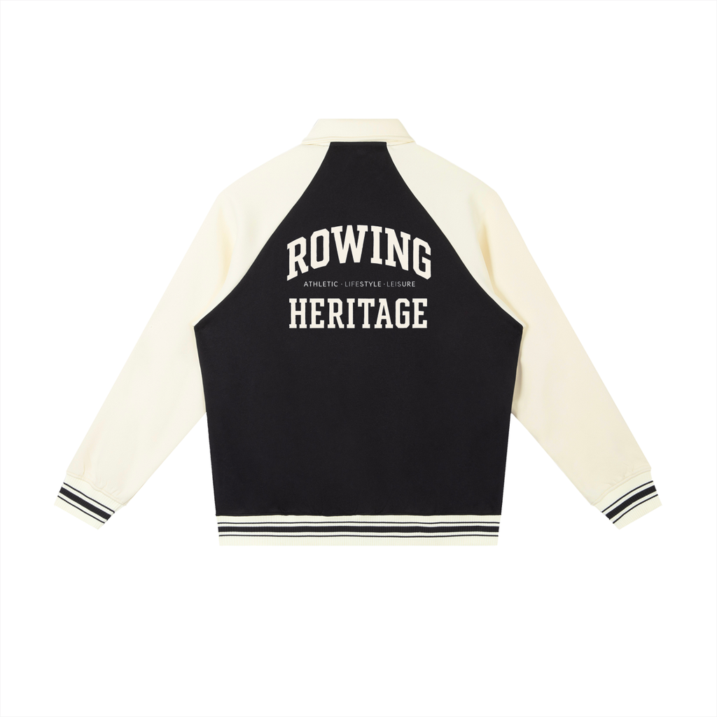 Rowing Contrast Raglan Sleeve Baseball Jacket